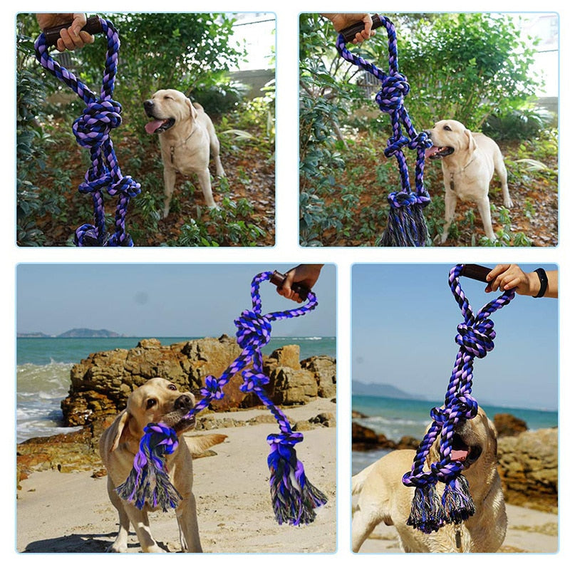 5 Knots Plastic Handle Dog Rope Toy