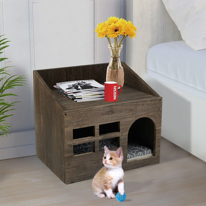 Durable Wooden Cat Cave House