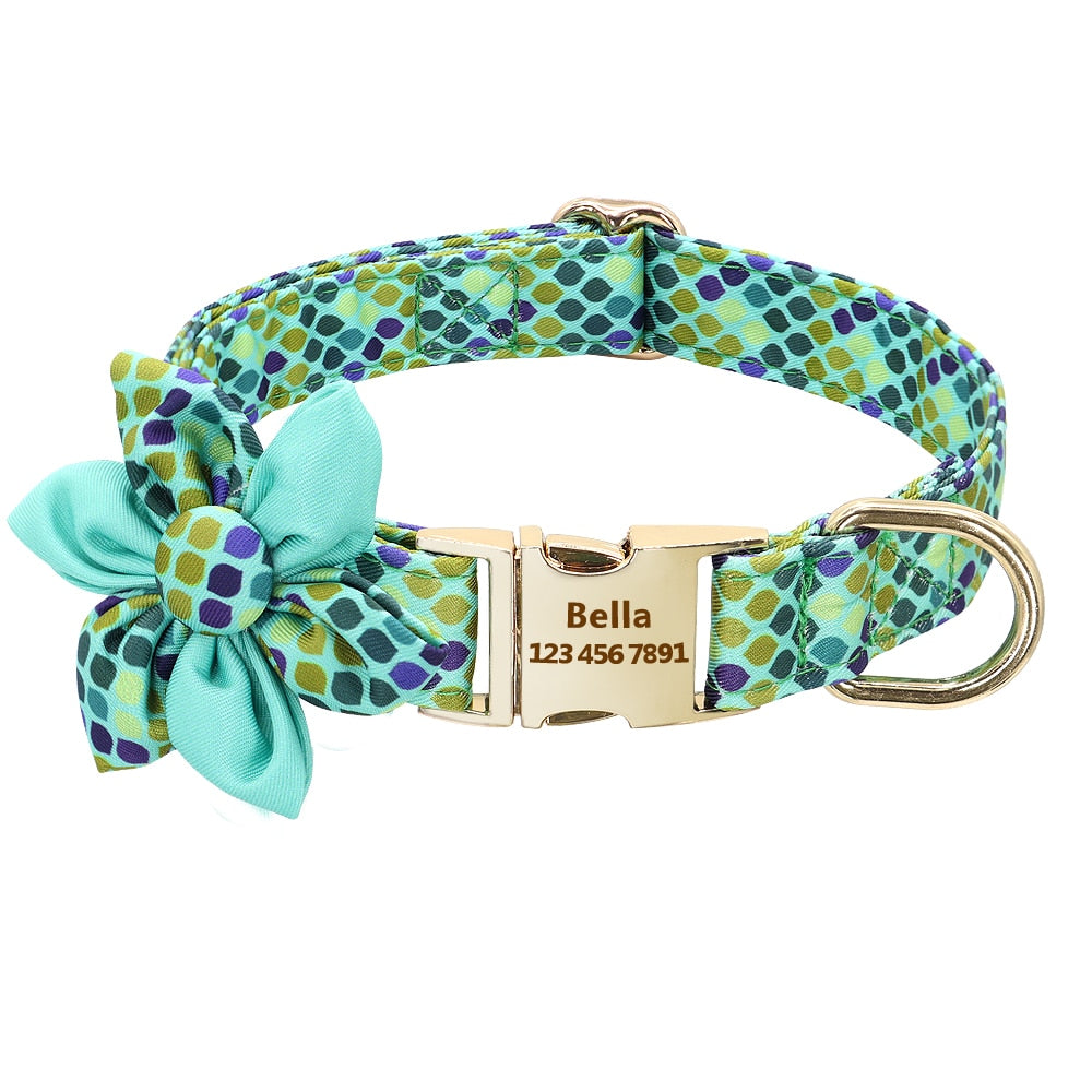 Metal Buckle Dog Collar With Flower