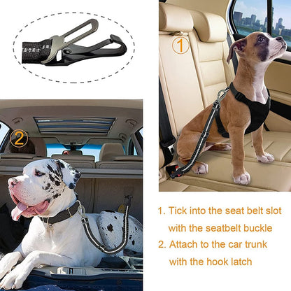 Elastic Bungee Adjustable Dog Car Seat Belt