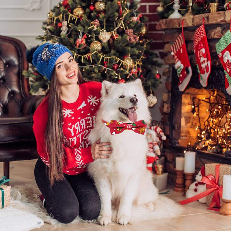 Christmas Bow Tie Dog Collar