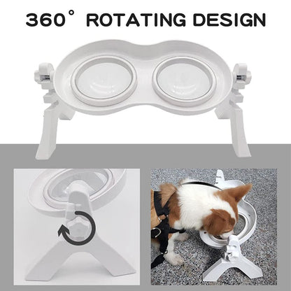 360° Rotating Design Elevated Dog Bowls