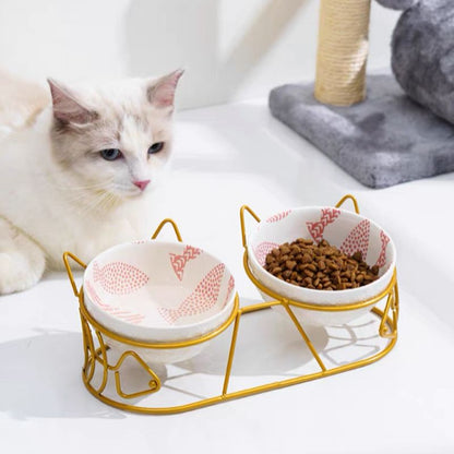 Cute High Leg Ceramic Cat Bowl