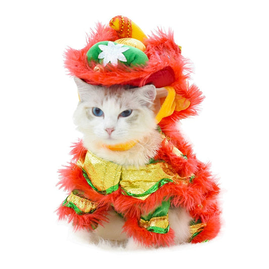 Red Lion Dance Pets Costume