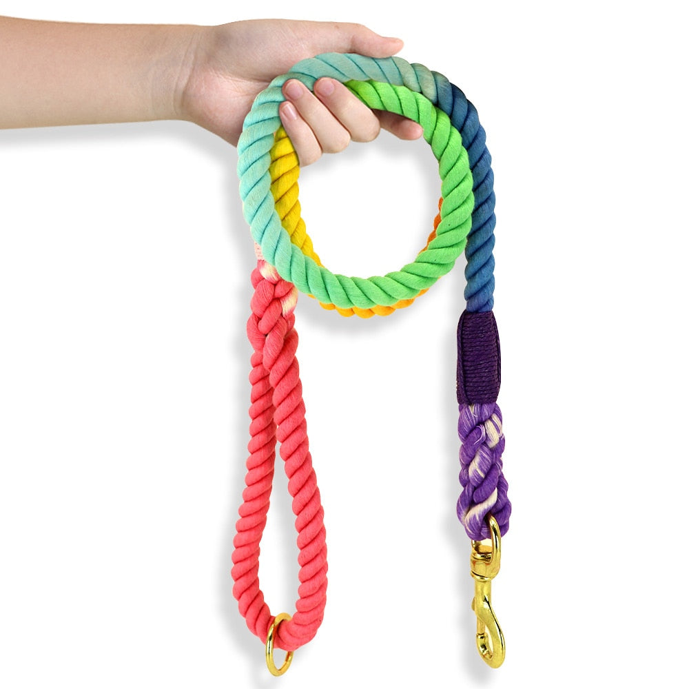 Rainbow Soft Cotton Dog Leash