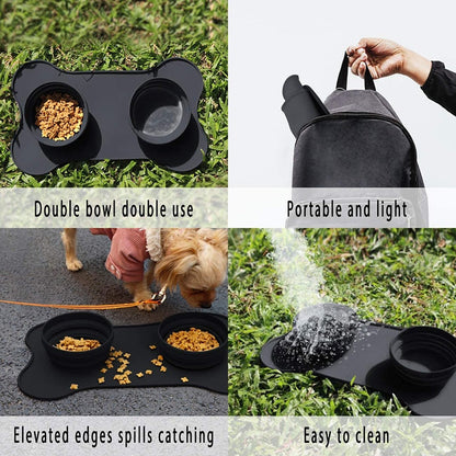 Raised Edges Portable Dog Bowl