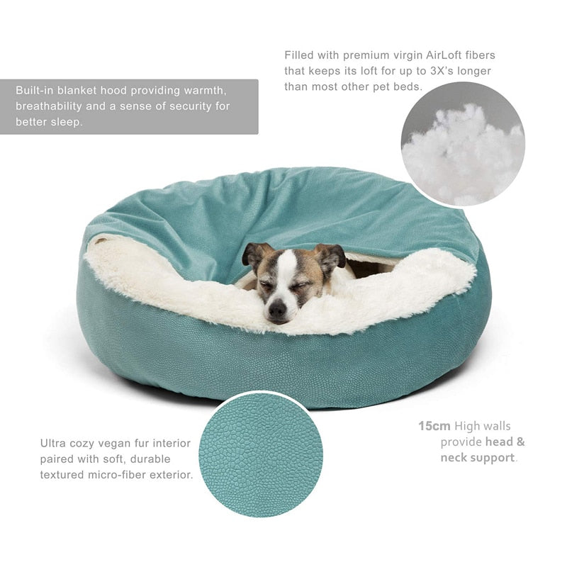 Orthopedic Dog Bed With Hooded Blanket