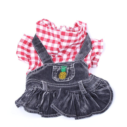 Pet Dog Denim Plaid Dress