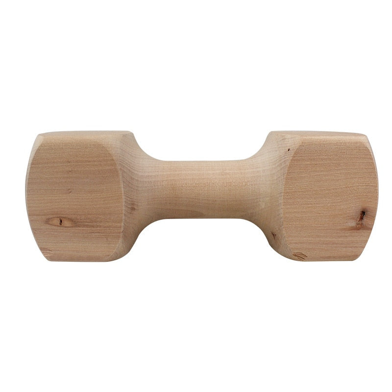 Real Wood Dog Dumbbell Toy