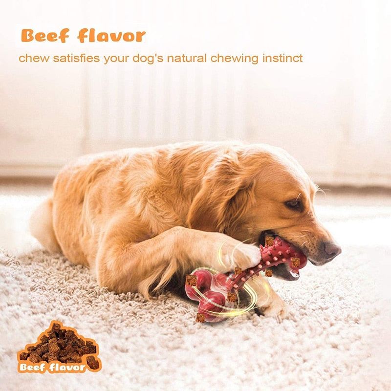 Rubber Beef Flavor Dog Bone Chew Toy