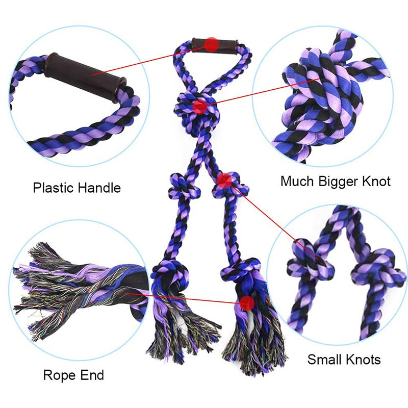 5 Knots Plastic Handle Dog Rope Toy