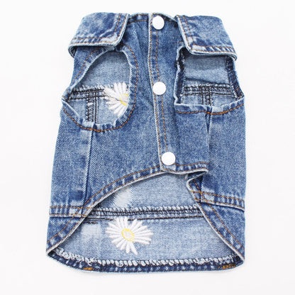 Denim Lapel Jeans Dog Jacket