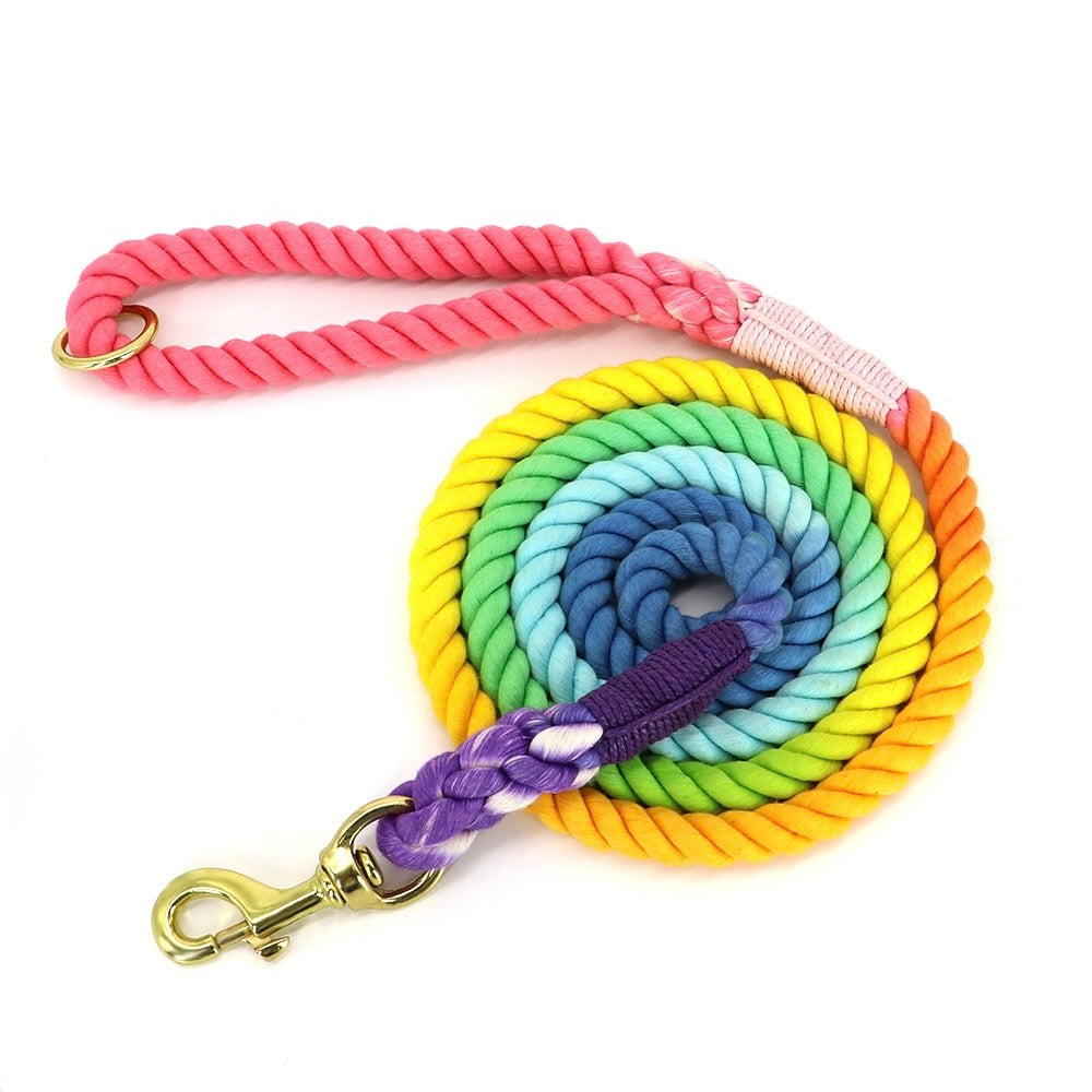 Rainbow Soft Cotton Dog Leash