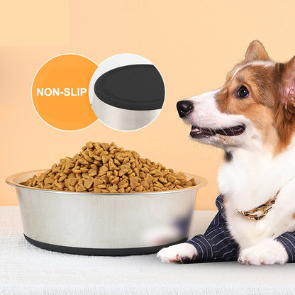 Silicone Bottom Stainless Steel Dog Bowl