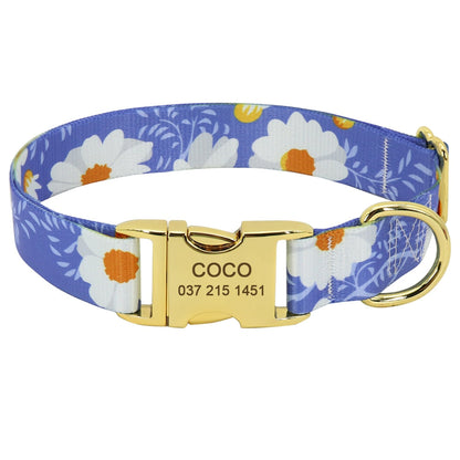 Nylon Flower Printed Dog Collar