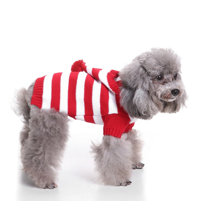 Red White Striped Dog Sweater