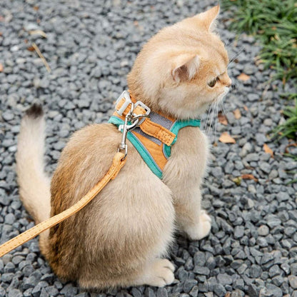 Suede Fabric Cat Harness Leash