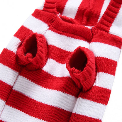 Red White Striped Dog Sweater