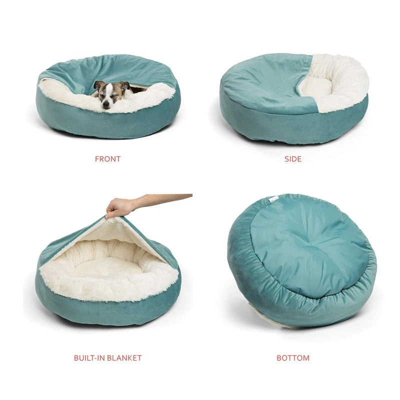 Orthopedic Dog Bed With Hooded Blanket