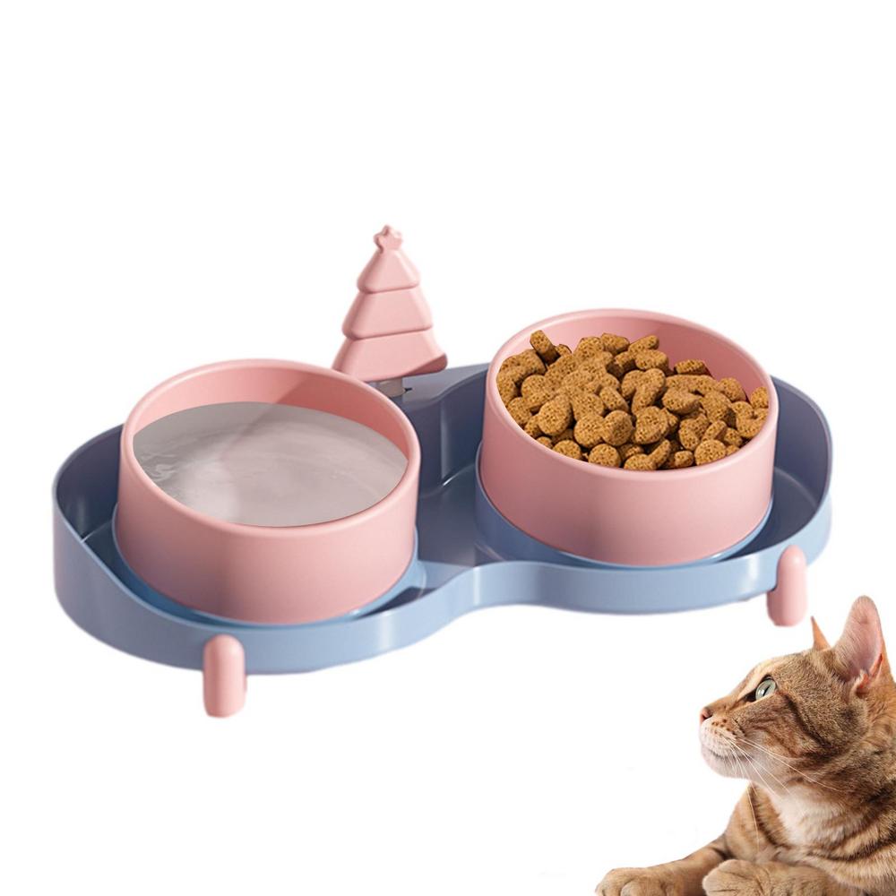 Ceramic Tilted Double Dog Bowls