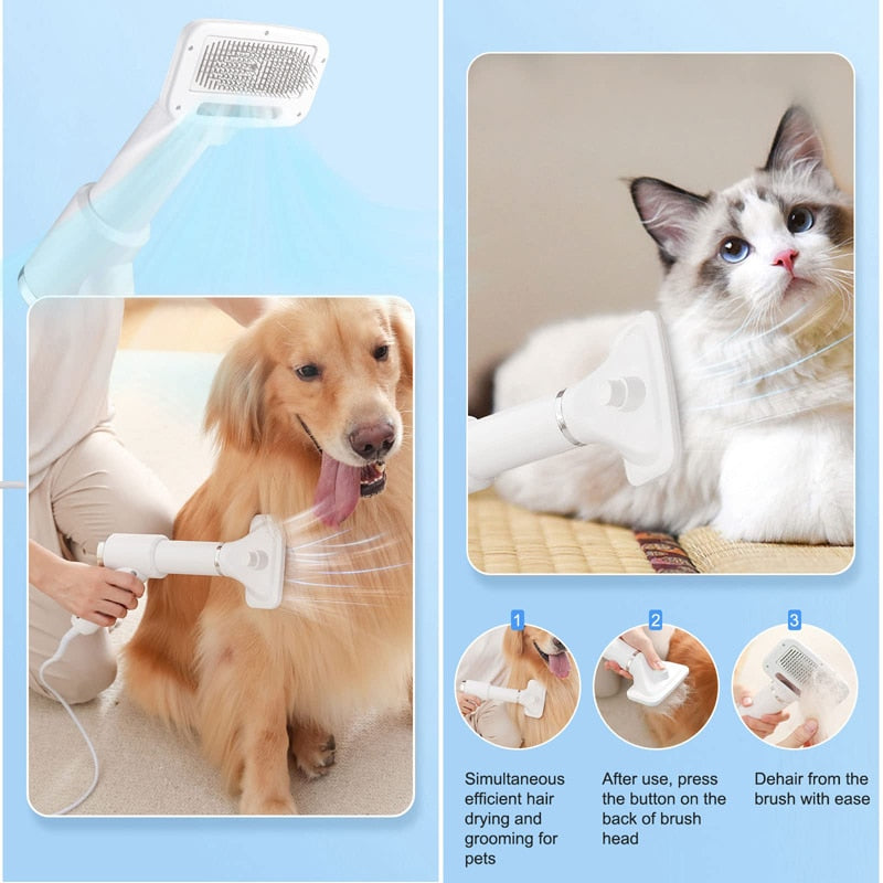 2 In 1 Pet Hair Dryer Slicker Brush