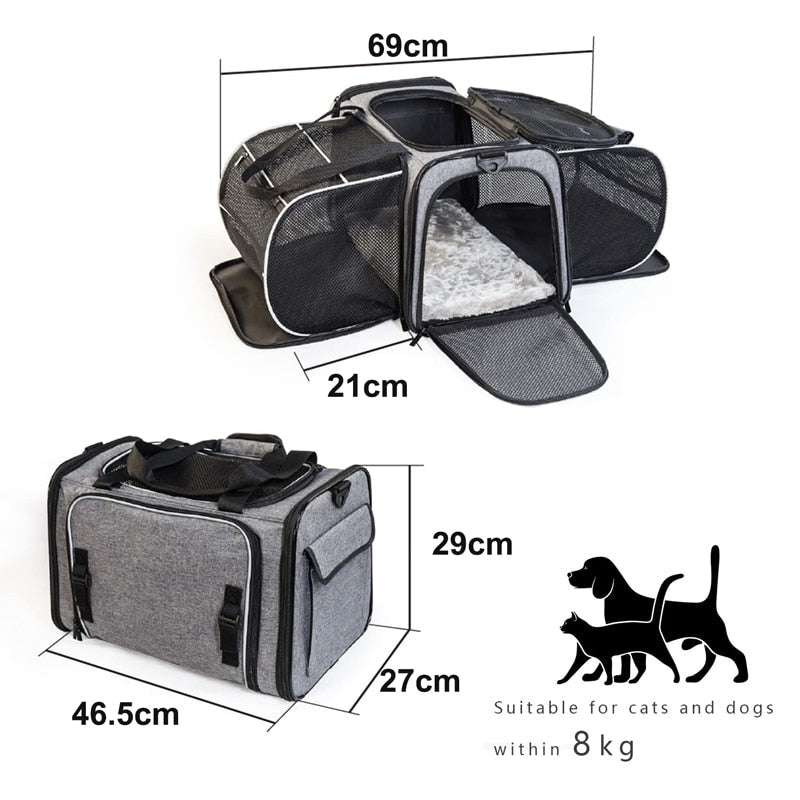 Luxury 2 Side Expandable Dog Carrier