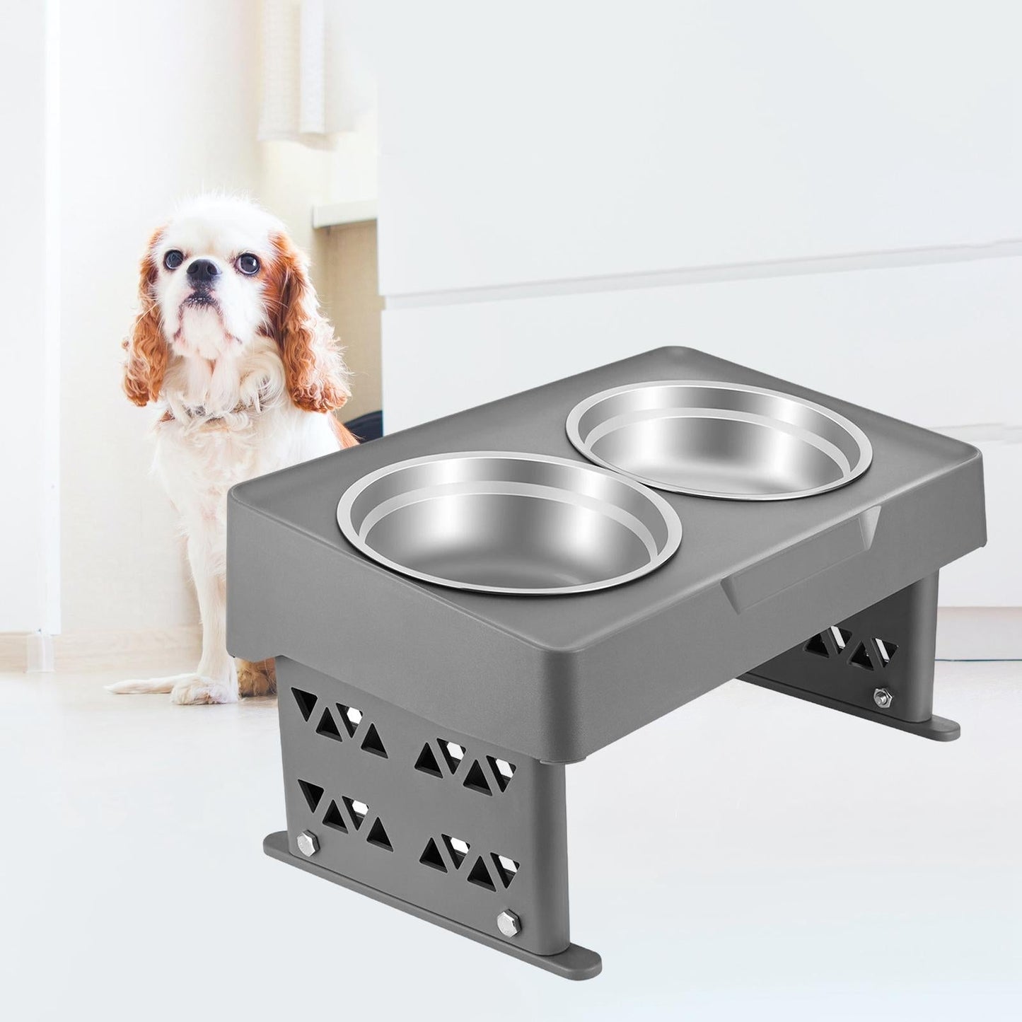 Solid Adjustable Elevated Dog Bowl