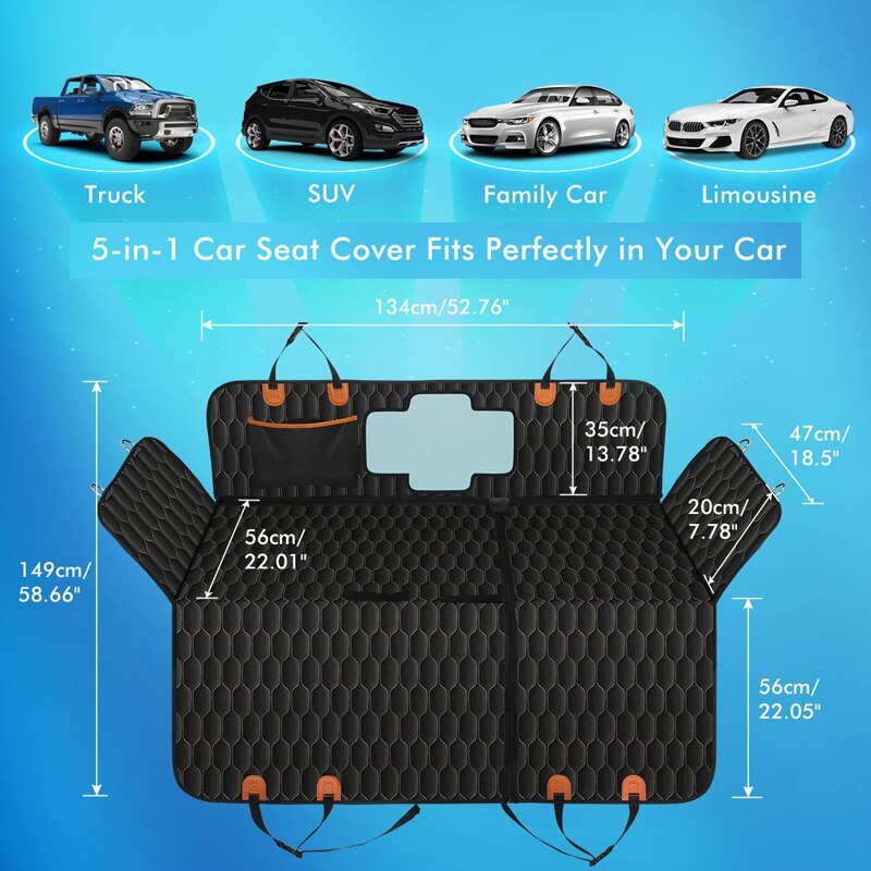 5 In 1 Dog Car Seat Cover