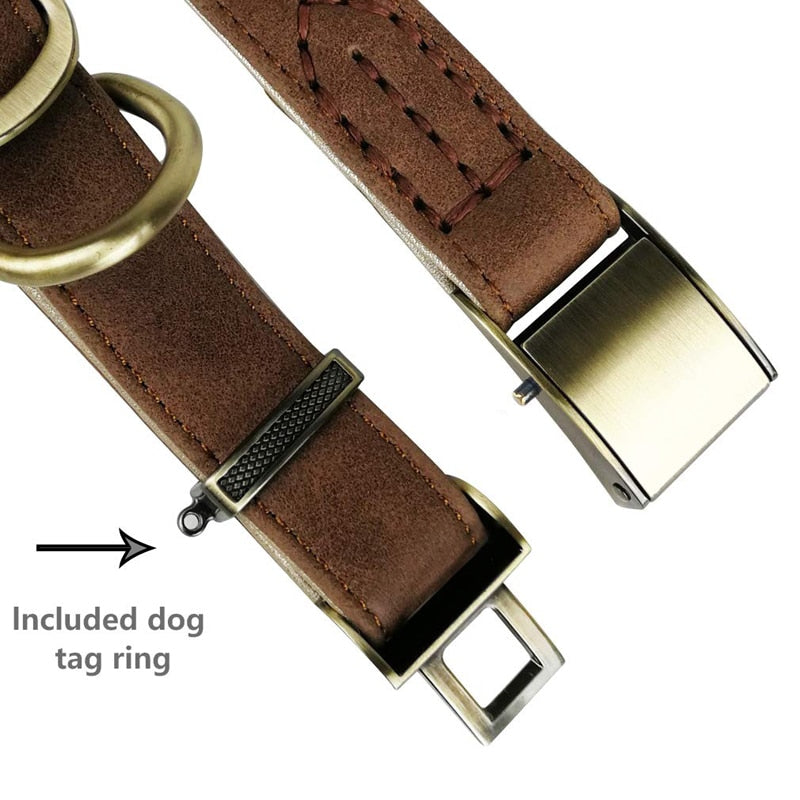 Luxury Genuine Leather Tough Dog Collar