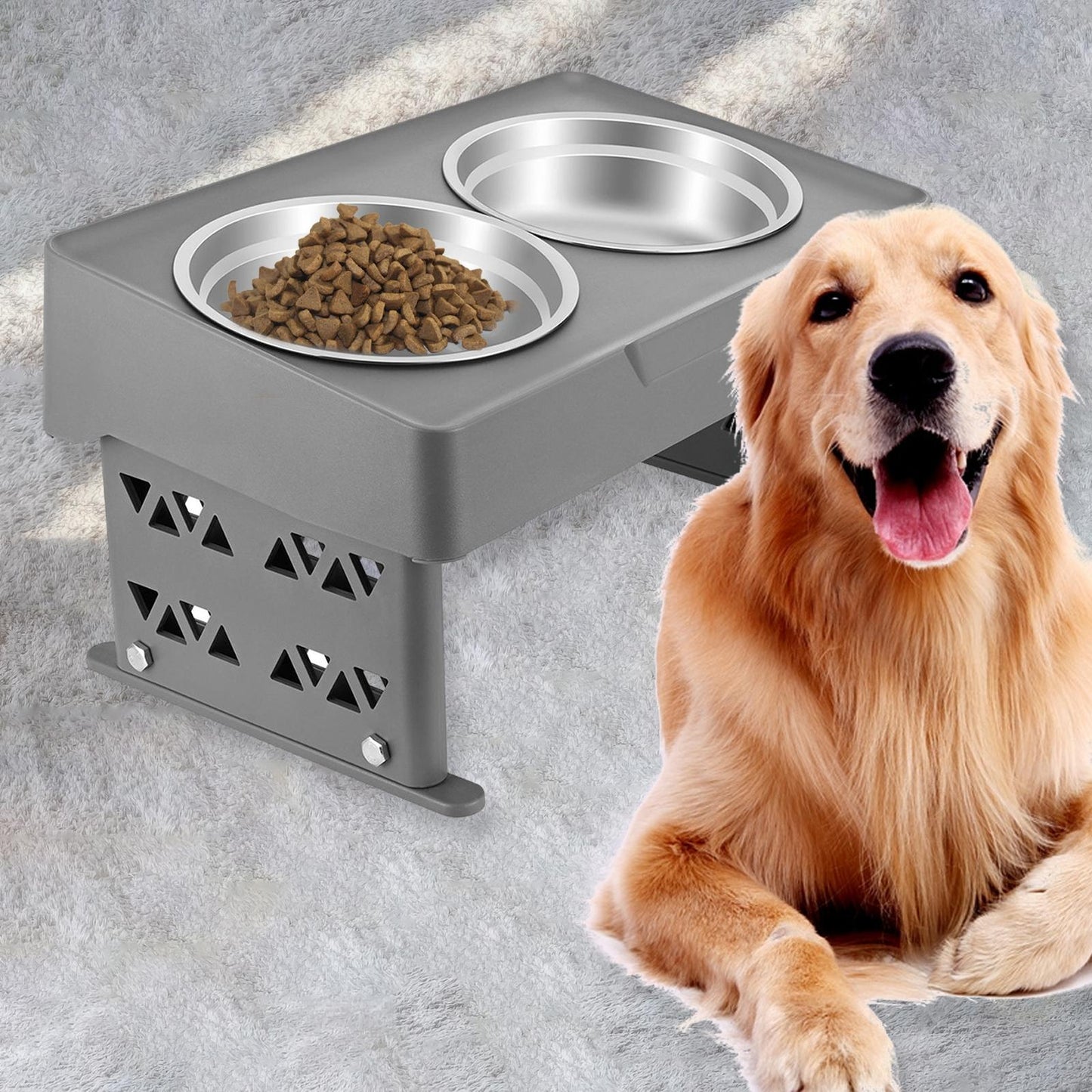 Solid Adjustable Elevated Dog Bowl