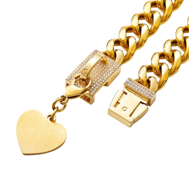 Strong 18K Gold Dog Chain Collar