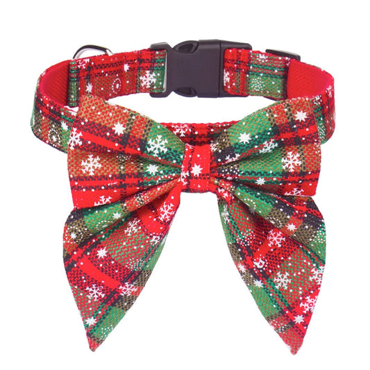 Christmas Dog Cotton Bowtie Collar