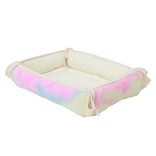 Winter Warm Fleece Rainbow Dog Bed