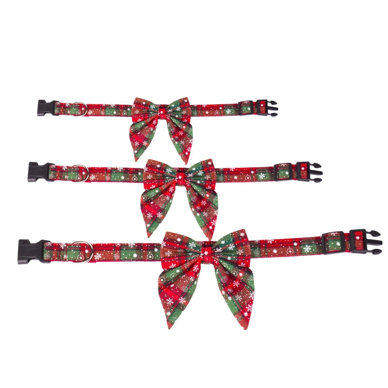 Christmas Dog Cotton Bowtie Collar