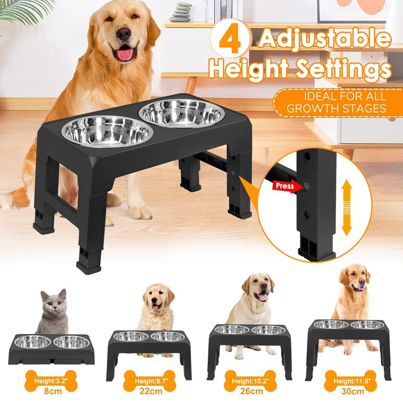 4 Heights Stainless Steel Raised Dog Bowl