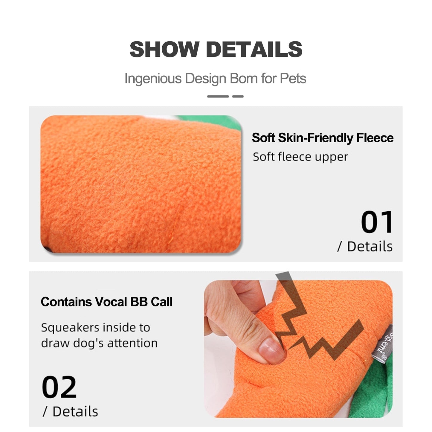 Squeaky Carrot Dog Sniffing Toy