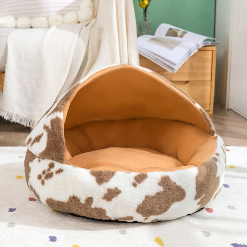 Semi Closed Cozy Pet Cave Bed