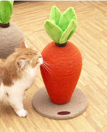 Cute Carrot Cat Climbing Post