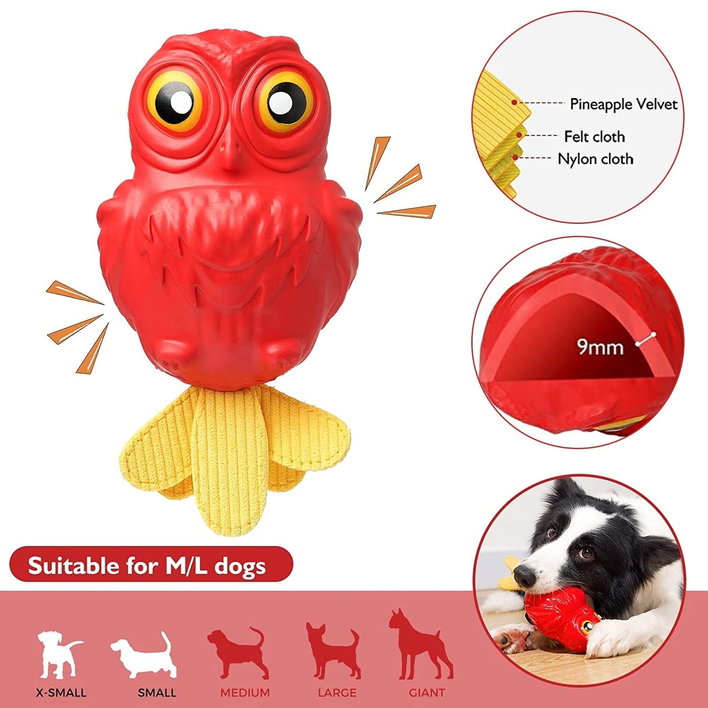 Squeaky Beef Flavor Owl Dog Toys