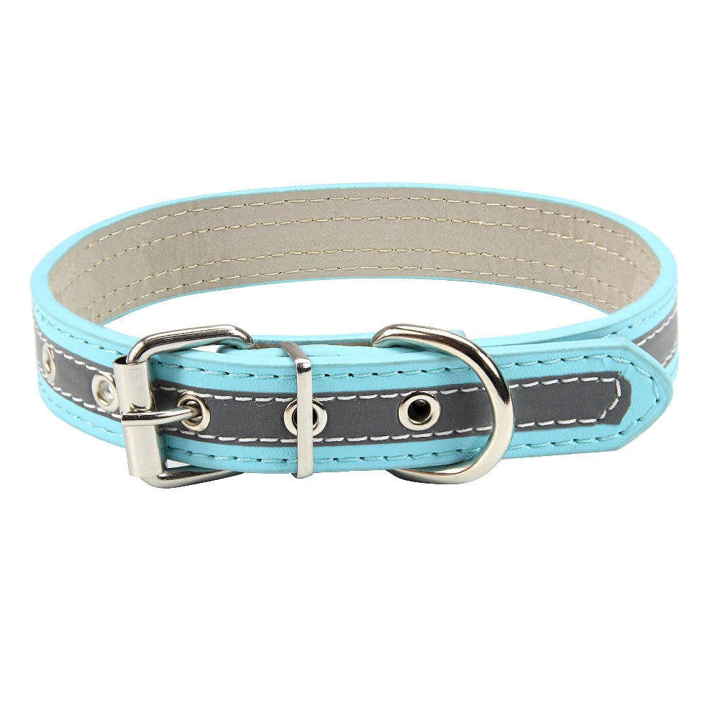 Nickel Plated Leather Dog Collar