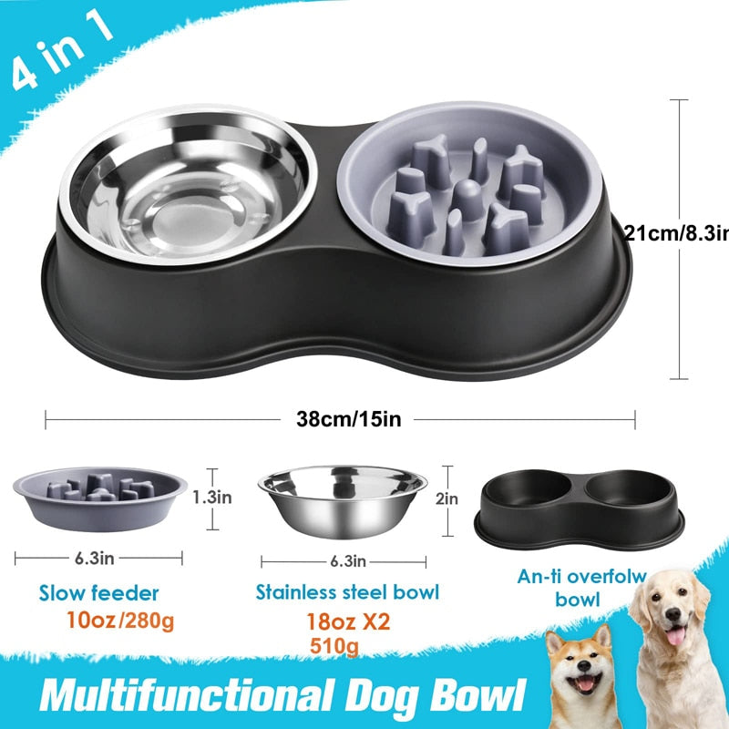 4 Skid Proof Stainless Steel Dog Bowl