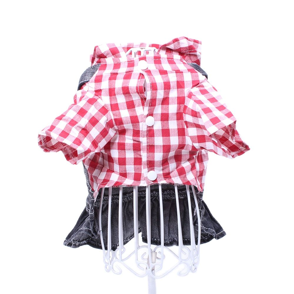 Pet Dog Denim Plaid Dress