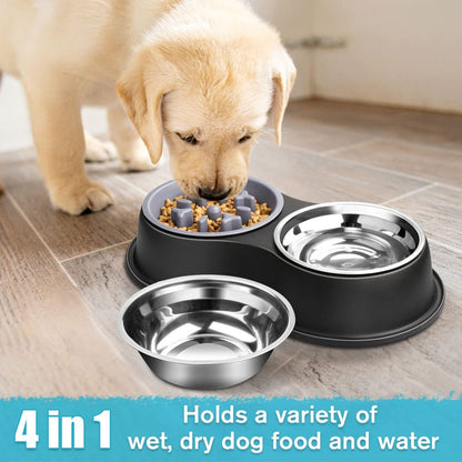 4 Skid Proof Stainless Steel Dog Bowl