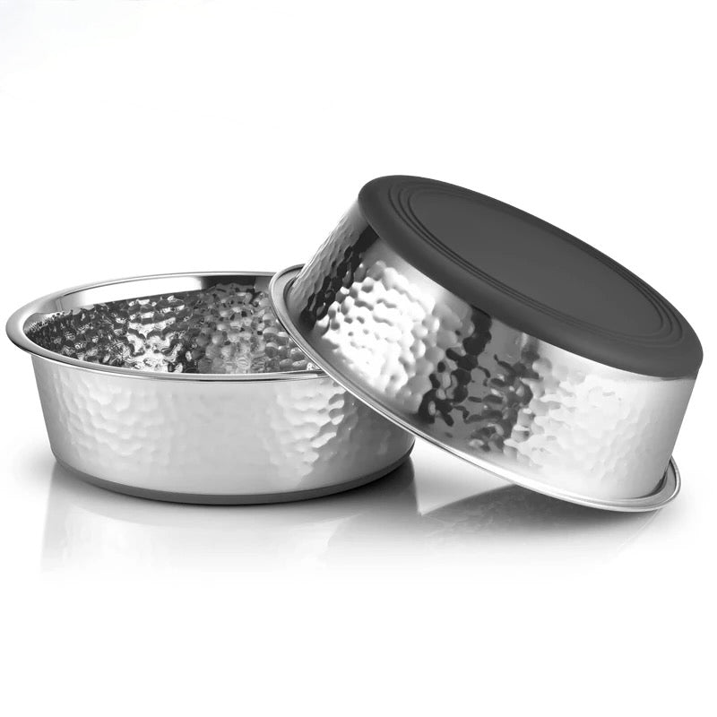 Hammered Stainless Steel Dog Bowls