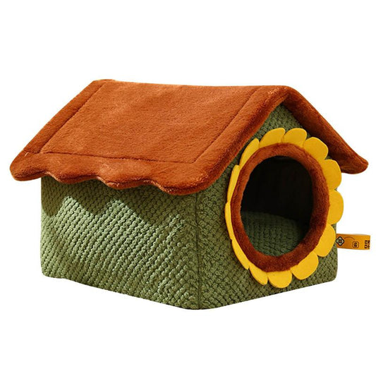 Winter Warm Sunflower Cat House