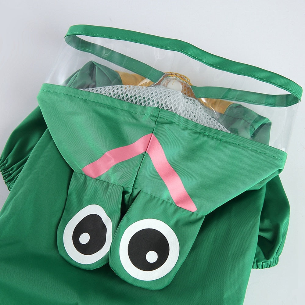 Cute Frog Style Dog Raincoat