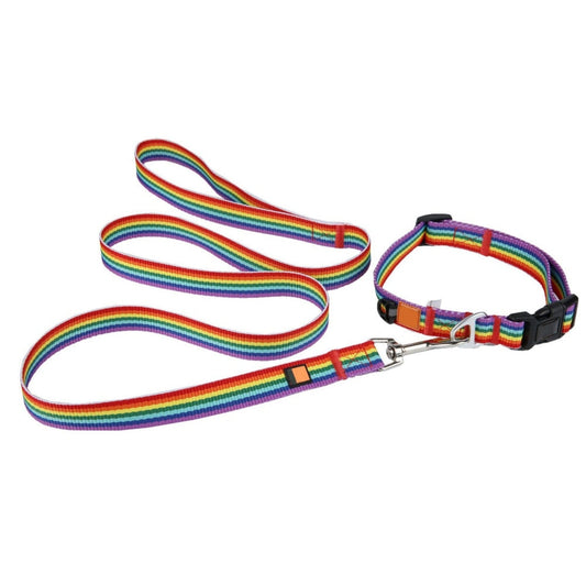 Outdoor Rainbow Dog Collar & Leash