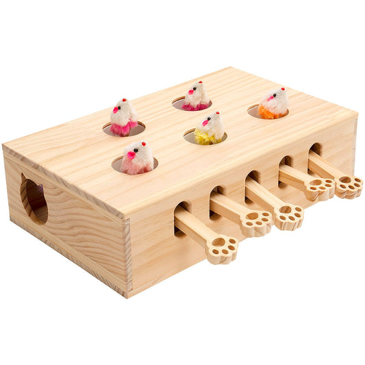 Interactive Solid Wood Cat Toys