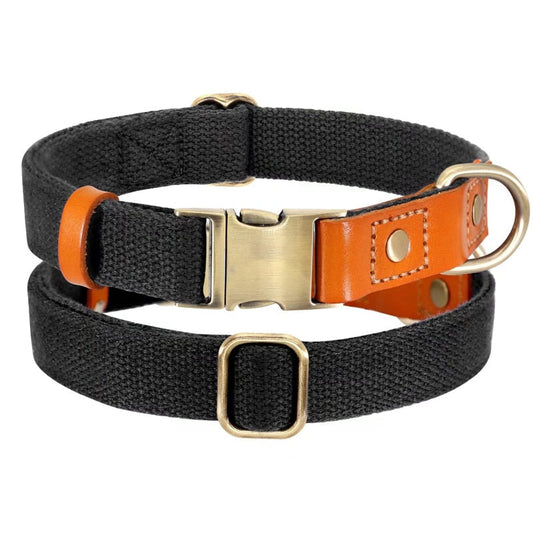 Classic Canvas Leather Dog Collar