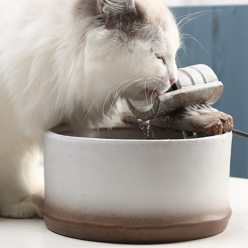 1.5L Retro Ceramic Cat Water Fountain